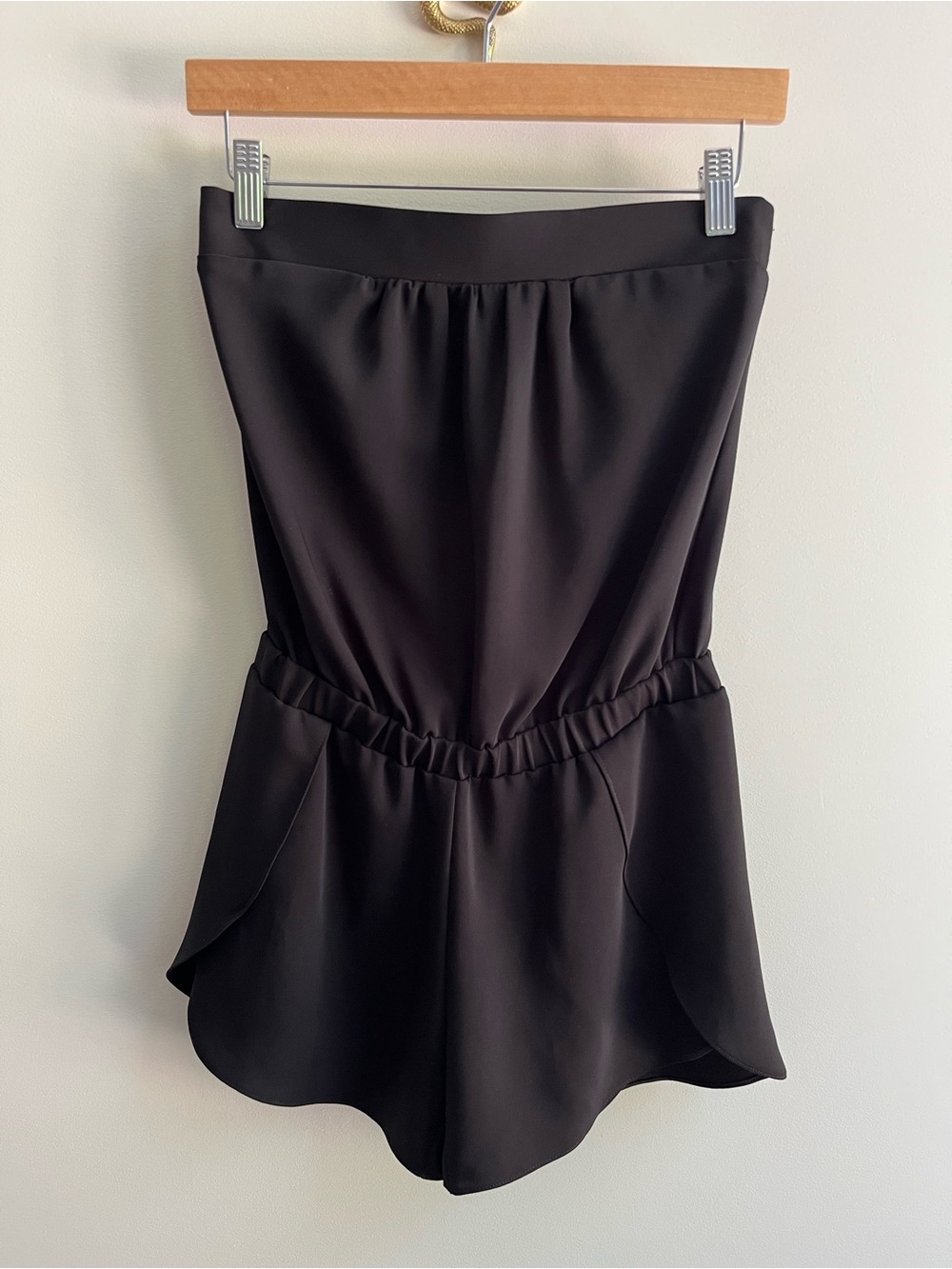 Drew $235 NWT Emerson Strapless Tulip Hem Shorts Romper Black XS